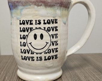 Gay Pride Mug Handmade Ceramic for Left or Right Hand