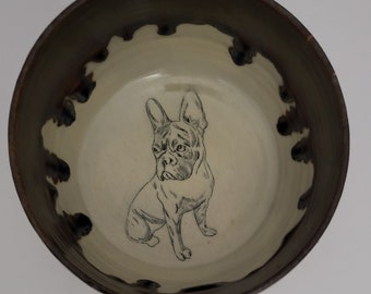 Frenchie Dog Bowl French Bull Dog Ceramic Bowl