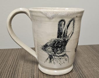 Rabbit Hare Ceramic Mug for left or right hand
