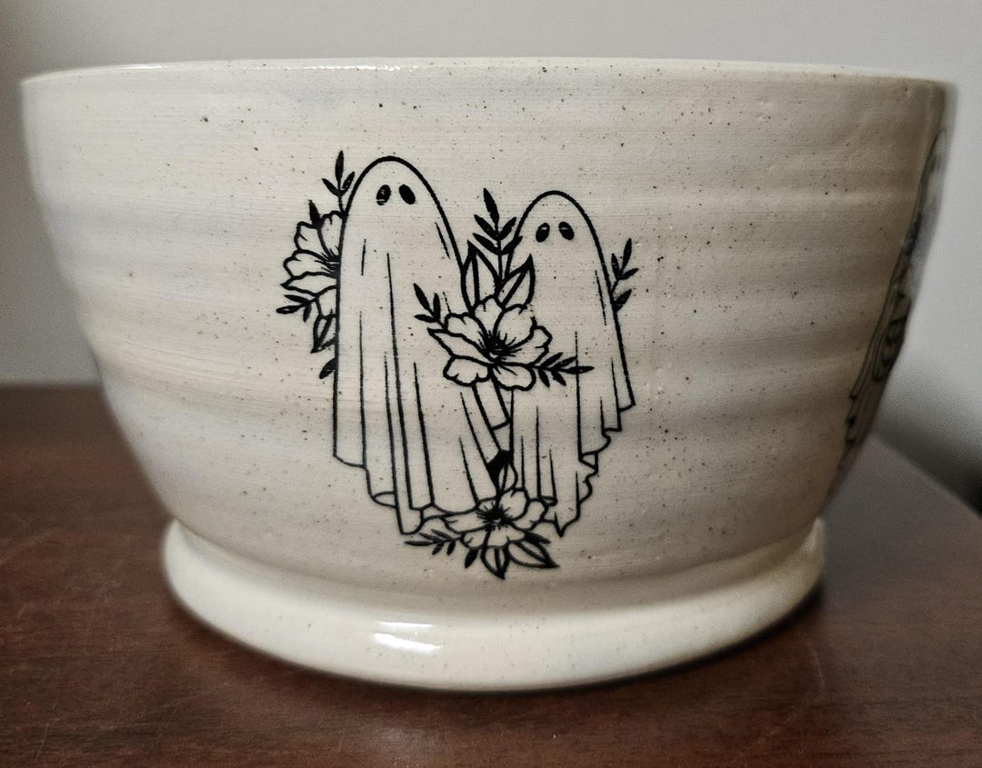 Ghosts With Flower Bouquets Halloween Bowl Handmade Ceramic - Etsy