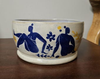 Matisse Inspired Ceramic Bowl with Dancing Women Handmade