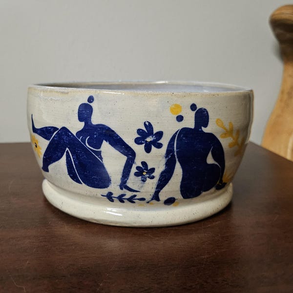 Matisse Inspired Ceramic Bowl with Dancing Women Handmade