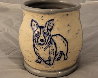 Handmade Corgi vase, pencil or pen holder, pot