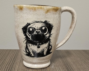 Pug Puppy Ceramic Mug for left or right hand