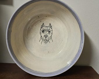 Pit Bull Handmade Ceramic Bowl with Purple Glaze