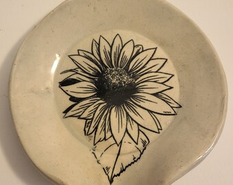 Handmade Spoon Rest Ceramic Black Eyed Susan