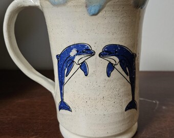 Dolphin Coffee or Tea Ceramic Mug for Left or Right Hand