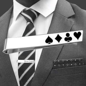 cravate de jeu de cartes | Barre à cravate de poker | Cadeaux pour joueurs | Cadeaux de jeu | Cadeau lecteur de cartes | Cadeaux pour joueur de poker