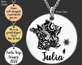 France | France Necklace | Girls Trip | Exchange Student Gift | Daughter Gift | Going Away Gift | Moving Gift