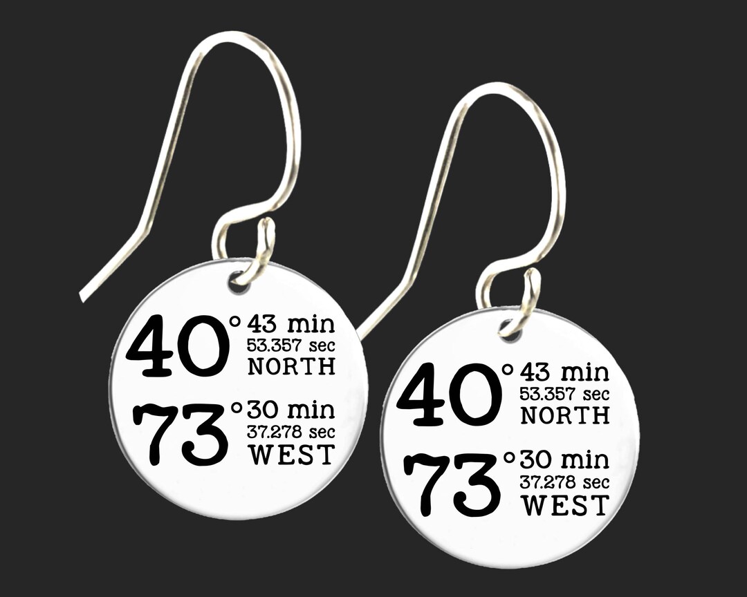 Personalized GPS Earrings Location Jewelry Coordinates Jewelry Birthday