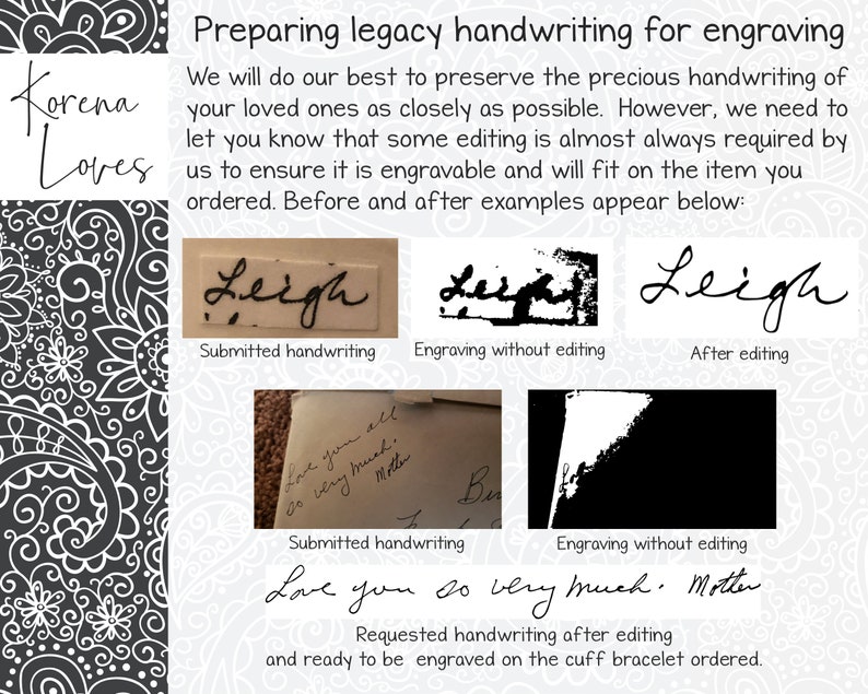 Handwriting Gift Handwriting Bracelet Handwritten Gifts Handwriting Jewelry Memory Gift Loss of Mom Loss of Dad Loss of Child image 10