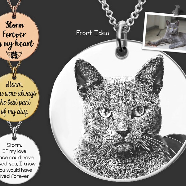 Personalized Pet Portrait Necklace |  Cat Necklace | Cat Jewelry | Cat Memorial Gift | Birthday  Gift For Her |  Gift