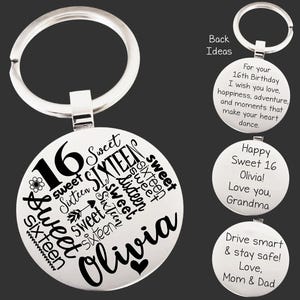 Sweet Sixteen Gift | Sweet Sixteen Keychain | 16th Birthday Gift | 16th Birthday Present | Gifts for 16 Year Old