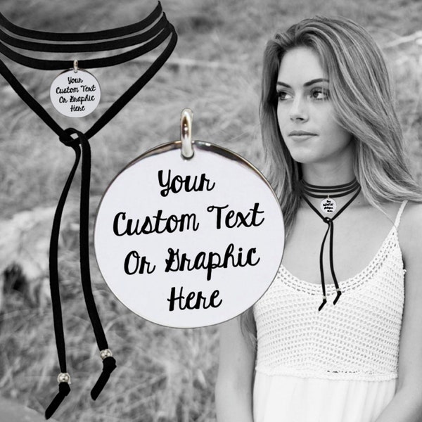 Leather Choker | Custom Personalized Jewelry | Custom Personalized Necklace | Your Message Here | Inspirational | Quotes | Gift Ideas