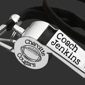 Football Coach Coach Whistle Coach Gift Gift for Coach Coach Appreciation Personalized Whistle Engraved Whistle Back to School image 1