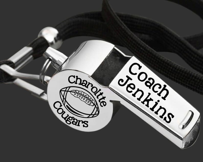 Football Coach Coach Whistle Coach Gift Gift for Coach Coach Appreciation Personalized Whistle Engraved Whistle Back to School image 1