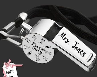 Recess Whistle | Recess Duty | Valentine Teacher Gift | Gift for Teacher | Best Teacher Ever | Personalized Whistle | Back to School |  Gift