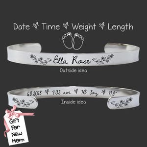 New Mom Gift | Gift for New Mom | Loss of Baby Gift | Baby Memory Gift | First Mothers Day Gift | 1st Mothers Day Gift | Baby Stats Bracelet image 1