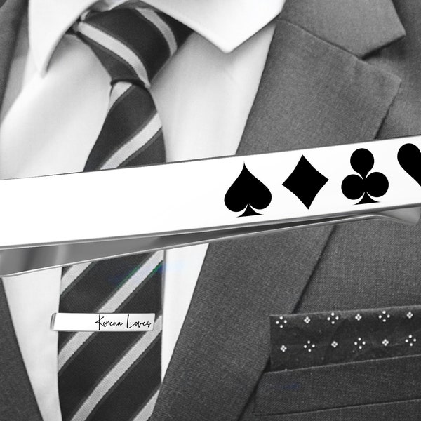 Gambler Gifts | Gambling Gifts | Playing Cards Tie Bar | Poker Tie Bar | Tie Clip | Tie Bar | Fathers Day Gifts | Dad Birthday Gift