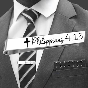 Philippians 4:13 Tie Bar | Christian Men Gifts | Faith Gifts for Men | Christian Gifts | Christian Gifts for Men | Christian Dad Gifts
