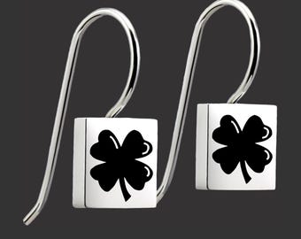 Tiny Clover Minimalist Earrings | Four Leaf Clover Earrings | St Patrick's Day Jewelry | Shamrock Earrings