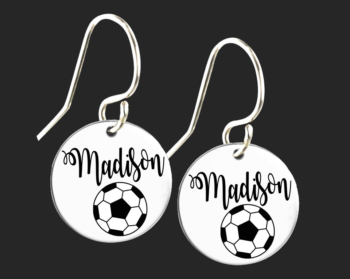 Personalized Soccer Earrings Soccer Gift Daughter Gift Etsy