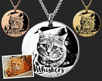 Personalized Pet Portrait Necklace |  Cat Necklace | Cat Jewelry | Cat Memorial Gift | Birthday Gifts For Her | Gifts