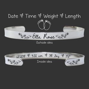 New Mom Gift | Gift for New Mom | Loss of Baby Gift | Baby Memory Gift | First Mothers Day Gift | 1st Mothers Day Gift | Baby Stats Bracelet image 2