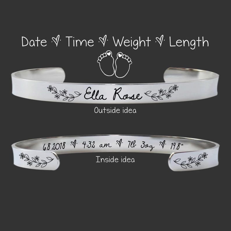 New Mom Gift | Gift for New Mom | Loss of Baby Gift | Baby Memory Gift | First Mothers Day Gift | 1st Mothers Day Gift | Baby Stats Bracelet image 2