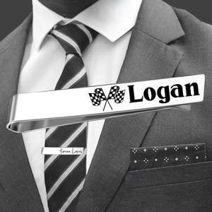Racing Tie Bar | Checkered Flag Tie Bar | Husband Gift | Husband Birthday Gift | Husband Easter Gift | Racing Gifts