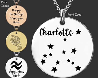 Colar com a Constelação de Aquário | Aniversário de Aquário | Colar Personalizado do Zodíaco | Presente para Quem Está no Signo do Zodíaco | Joias de Signo do Zodíaco | Joias de Astrologia