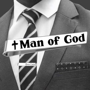 Man of God Tie Bar | Pastor Gift | Gifts for Pastor | Preacher Gifts | Reverend Gift | Minister Gift | Chaplain Gift | Pastor Christmas Gift