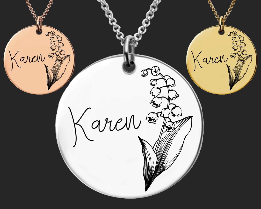 May Birth Flower Necklace Lily of the Valley Birth Flower Etsy