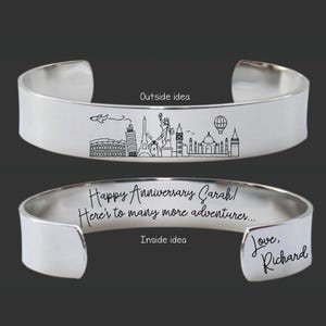 Travel Skyline Bracelet | Girls Trip Gift | Exchange Student Gift | Going Away Gift | Moving Gift | Surprise Trip Gift | Anniversary Trip