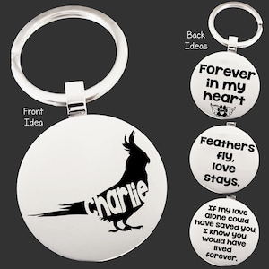 Cockatiel Keychain | Bird Lover Gift | Bird Dad Birthday | Bird Dad Easter | Loss of Bird Gift for Men | Bird Memorial Gift for Man