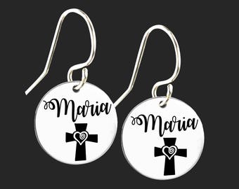 Personalized Cross Earrings | Christian Jewelry | Christian Personalized Gift | Birthday Personalized Gift For Her | Personalized Gift