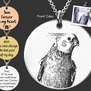 Personalized Pet Portrait Necklace |  Bird Necklace | Bird Jewelry | Bird Memorial Gift | Birthday  Gift For Her |  Gift