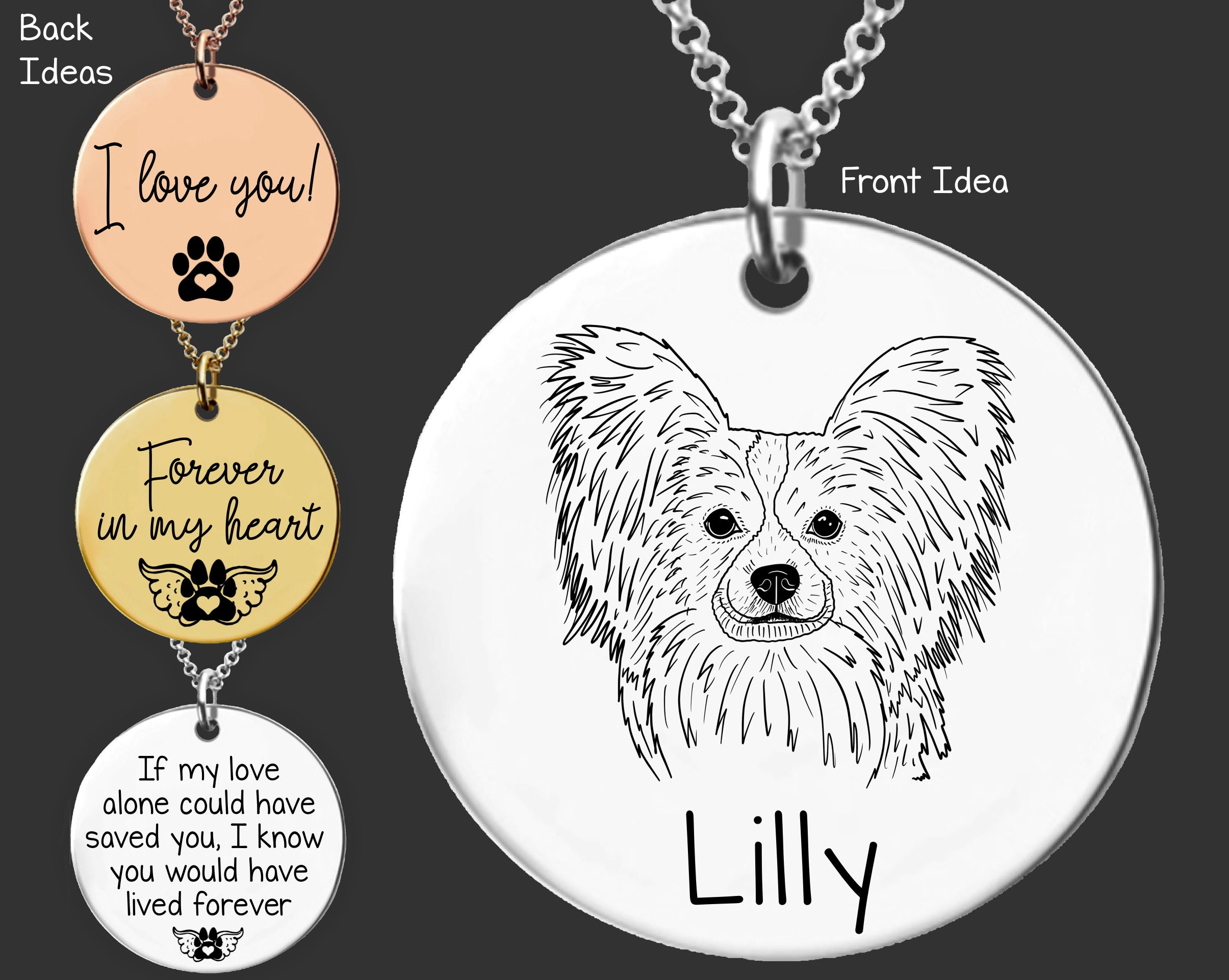 Silver Papillon Dog Necklace: Quality Papillon Dog Gift for Her