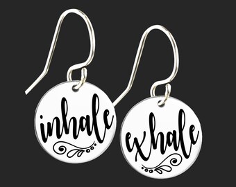 Inhale Exhale | Inspirational Gifts | Feel Better Gift | Friend Gifts | Engraved Earrings | Birthday Gifts For Her | Gifts