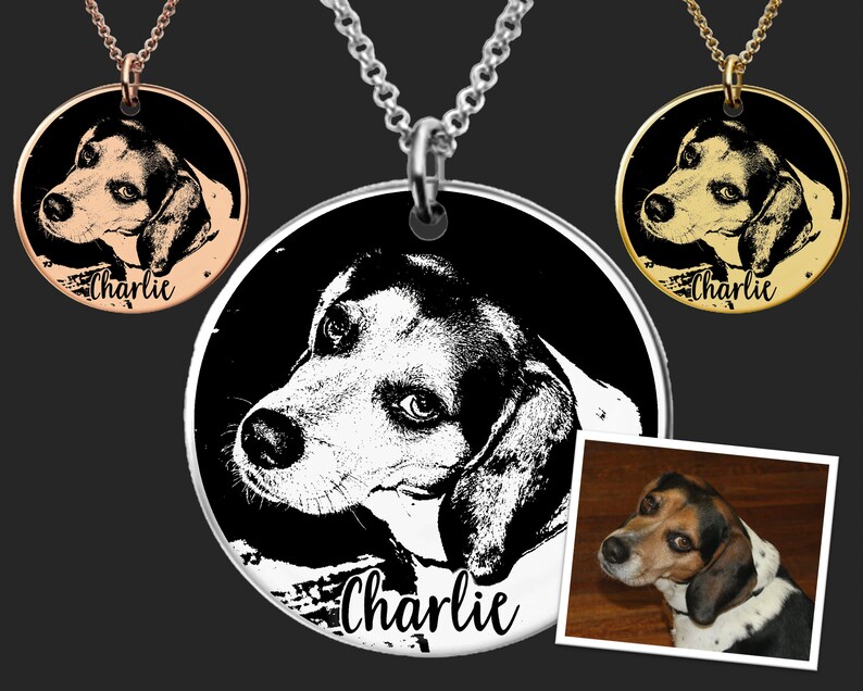 Personalized Dog Portrait Necklace Beagle Dog Necklace Etsy