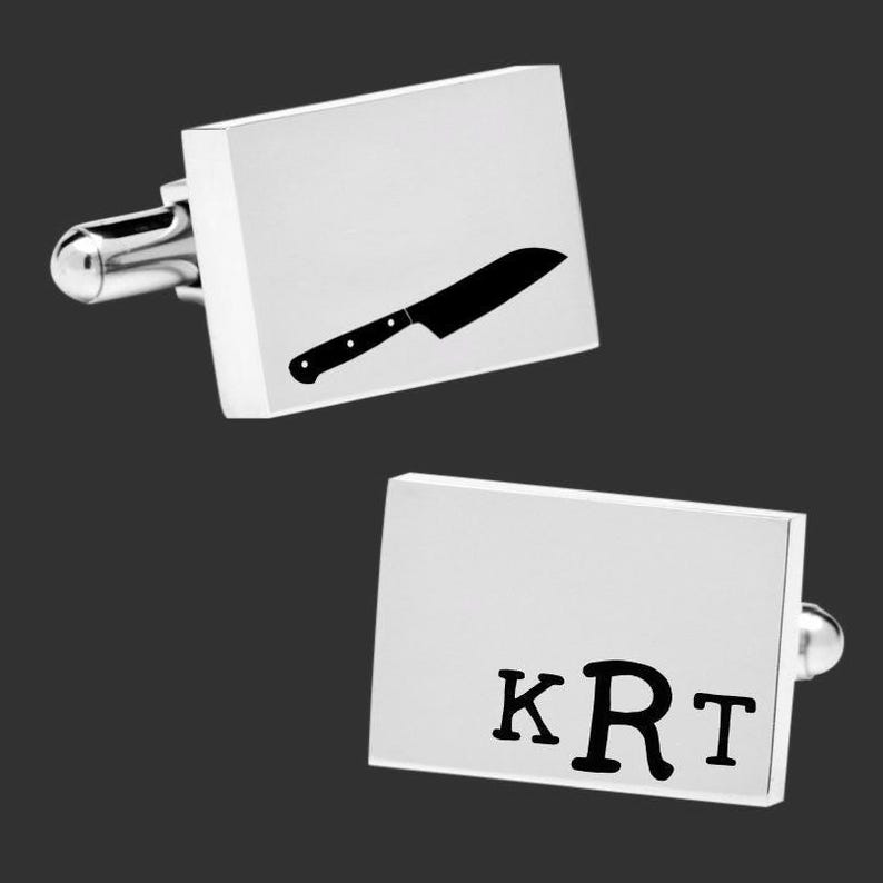 Chefs Knife Cufflinks | Chef Gift | Chef Gifts | Unique Gift for Chef | Foodie Mens Gift image 1