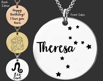 Ketting sterrenbeeld Leeuw | Leeuw verjaardag | Gepersonaliseerde dierenriemketting | Cadeau geboortebord | Sieraden sterrenbeeld | Astrologie-sieraden