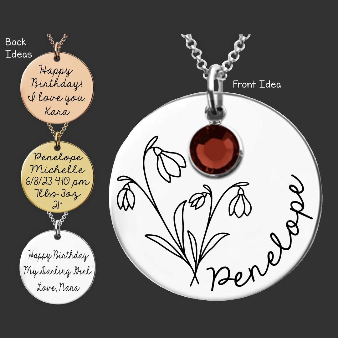 January Birth Flower Necklace Snowdrop Birth Flower Necklace