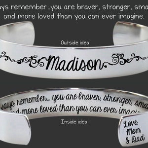 Daughter Gift Daughter Birthday Gift Granddaughter Gift Graduation Gift Graduation Bracelet Gift for Her Gifts You Are Braver image 1
