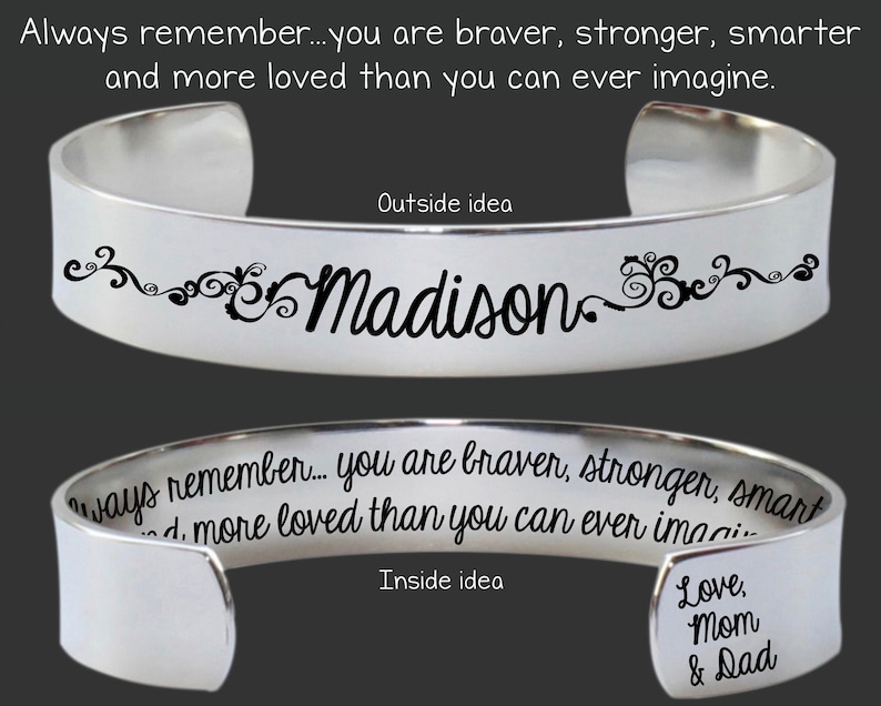 Daughter Gift Daughter Birthday Gift Granddaughter Gift Graduation Gift Graduation Bracelet Gift for Her Gifts You Are Braver image 1