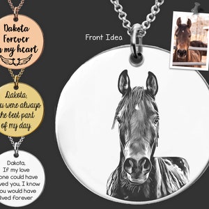 Personalized Pet Portrait Necklace |  Horse Necklace | Horse Jewelry | Horse Memorial Gift | Birthday Gifts For Her | Gifts