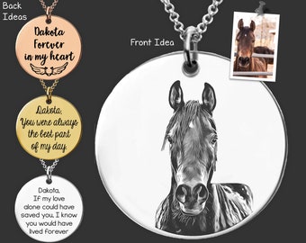 Personalized Pet Portrait Necklace |  Horse Necklace | Horse Jewelry | Horse Memorial Gift | Birthday Gifts For Her | Gifts