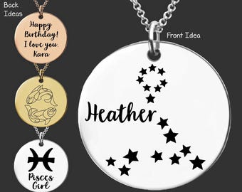 Collar de la constelación de Piscis / Cumpleaños de Piscis / Collar del zodíaco personalizado / Regalo del signo zodiacal / Joyería del signo zodiacal / Joyería astrológica