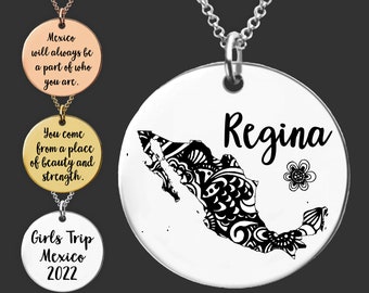 Mexico | Mexico Necklace | Girls Trip | Exchange Student Gift | Daughter Gift |