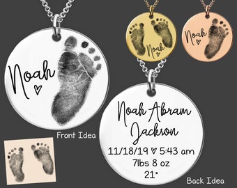 Domed Black RRT Custom Engraved Baby Feet Heart Locket Necklace Domed Black RRT Custom Engraved Baby Feet Heart Locket Necklace